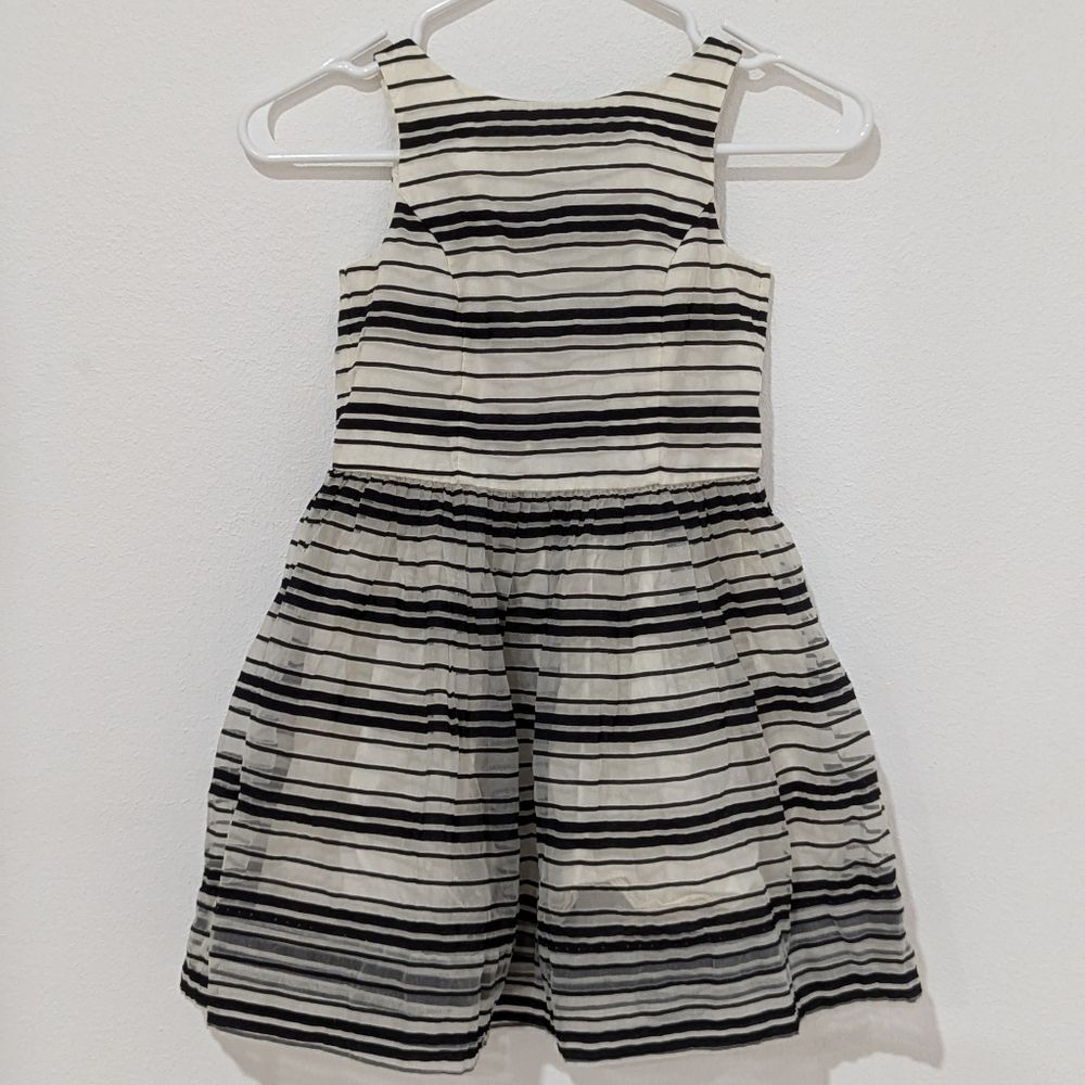 Polo Ralph Lauren Little Girls Black White Striped Organza A-Line Formal Dress 7